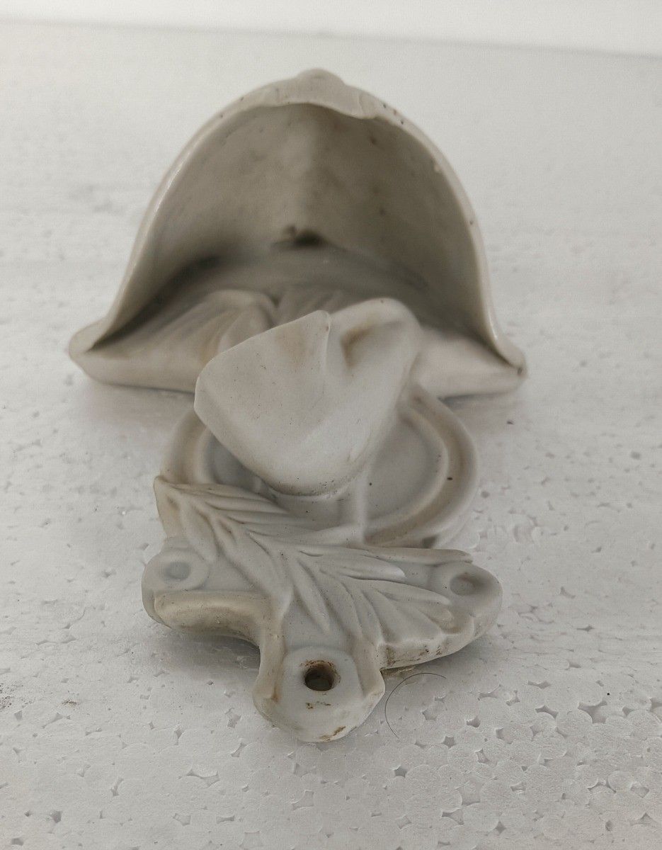 Antique Holy Water Font Vessel Bisque Porcelain Our Lady Madonna Virgin Mary photo Art