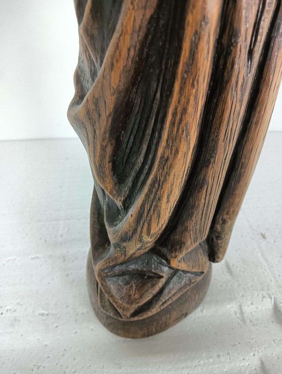 Hand Carved Wooden Sculpture Signed Gaston Dobbelaere Statue Our Lady Madonna Mo photo Art