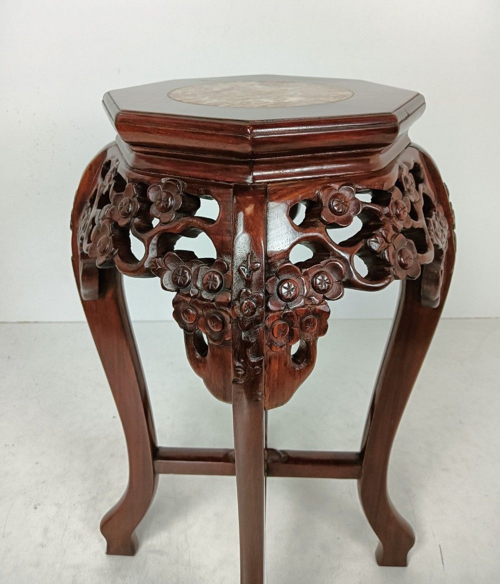 Hand Carved Wooden Chinese Marble Top Hall Console Table Pedestal Bonsai Stand T photo furniture