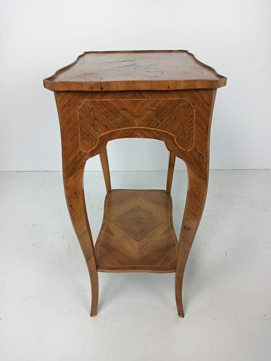 photo for sale Gorgeous Marquetry Inlay  Table Cabinet Wood Italian End Table  Vintage Hallway