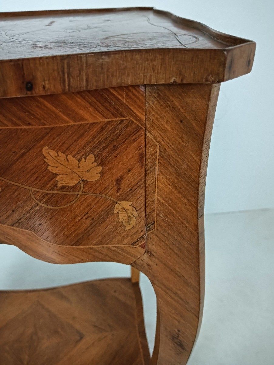 Furniture Gorgeous Marquetry Inlay  Table Cabinet Wood Italian End Table  Vintage Hallway photo