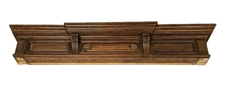 Heavy Large Antique Carved Wooden Pediment Over Door Trim Architectural Salvaged