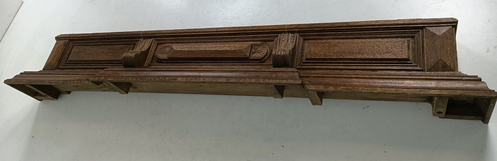 Heavy Large Antique Carved Wooden Pediment Over Door Trim Architectural Salvaged photo furniture