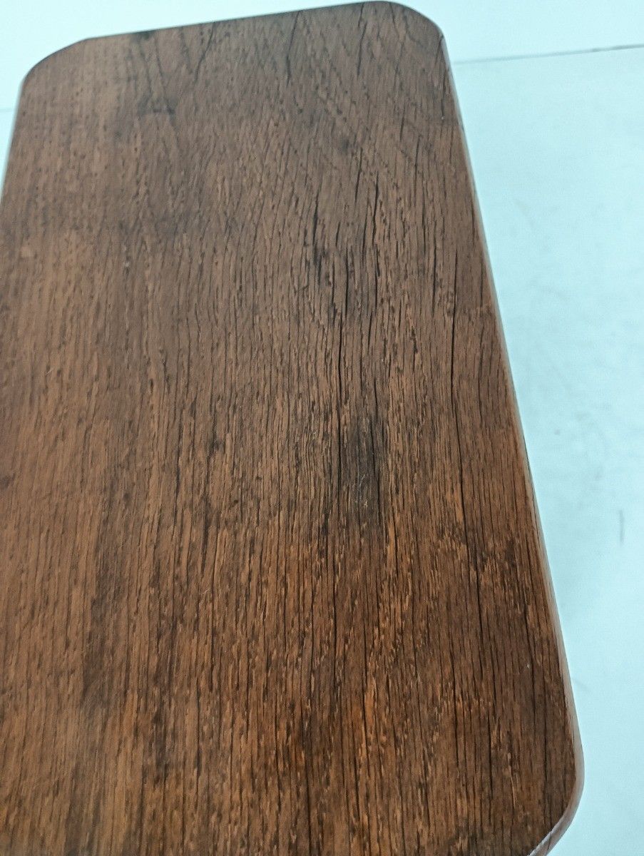 Antique  Carved Wooden Milking Stool Pedestal Plant Stand Side Table, Thick Top photo 165.0