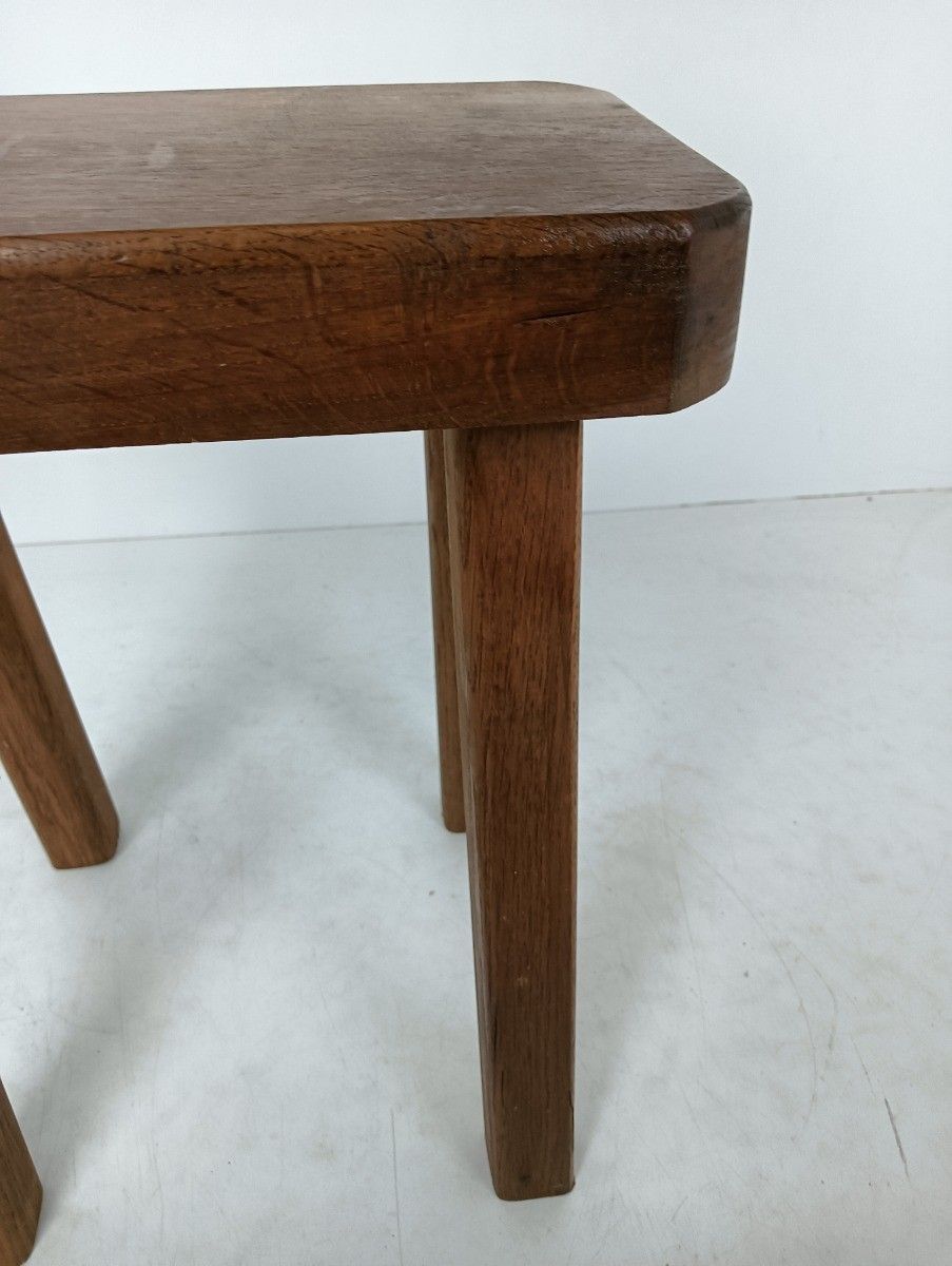 Antique  Carved Wooden Milking Stool Pedestal Plant Stand Side Table, Thick Top photo buy