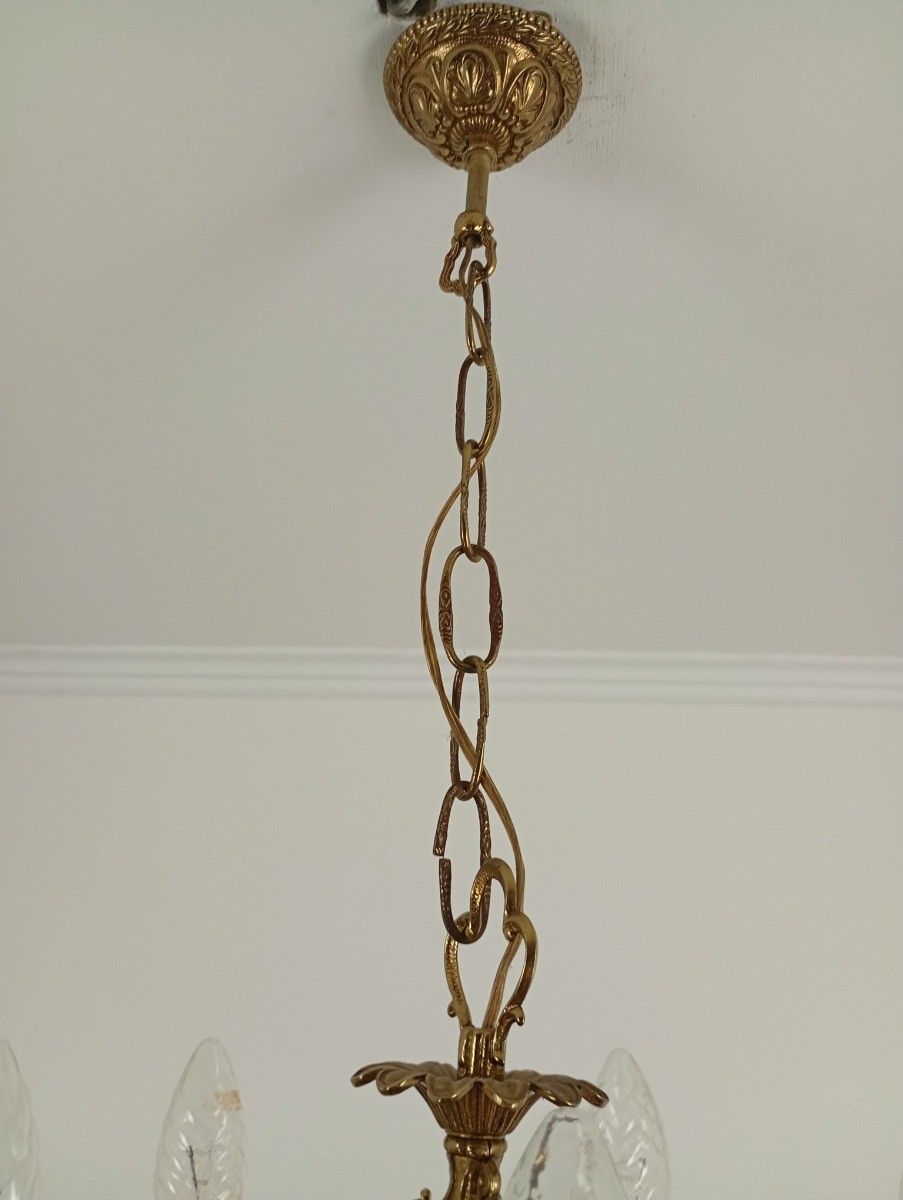 Vintage Ornate Chandelier Brass Seahorses 5 Arm Lights Small Ceiling Fixture photo furniture