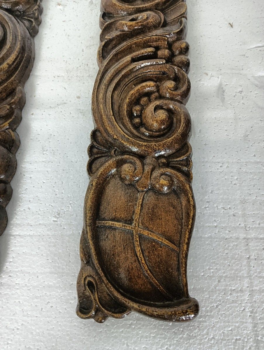 Pair Corbels  Pressed Wood Pediment Antique Architectural Finials French Bracket photo Home Decor