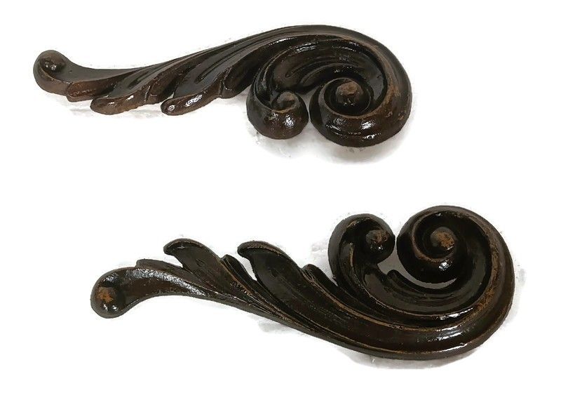 Pair Small Corbels  Pressed Wood Pediment Antique Architectural Finials French B
