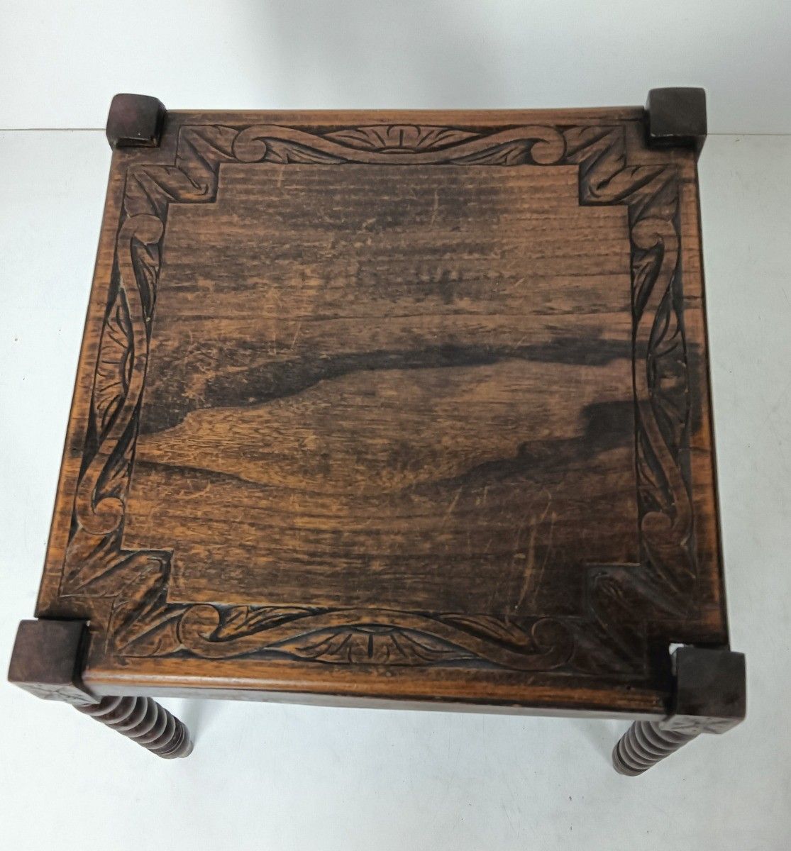 Antique Side Occasional Coffee Tea Table Hand Carved Wood Gorgeous Etched Patter photo Furniture
