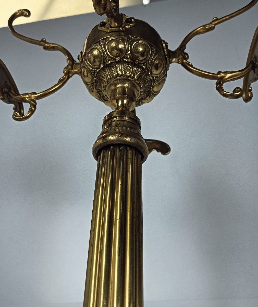Standing Hall Tree Coat Hallway Rack Brass Hollywood Regency Italian Fish Base E photo vintage