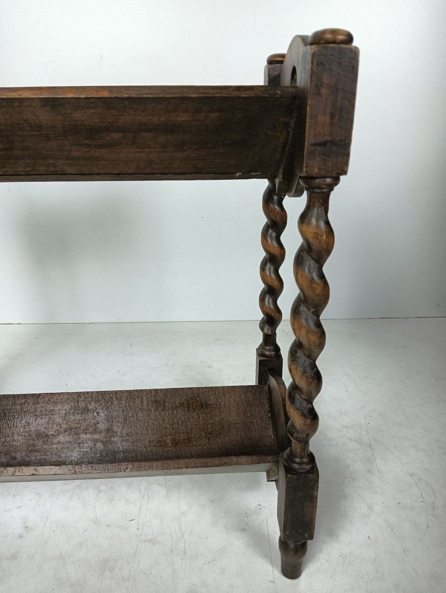Antique Book Shelve Stand Storage Sewing Box Side Table Barley Twist  Wood Count photo 358.0