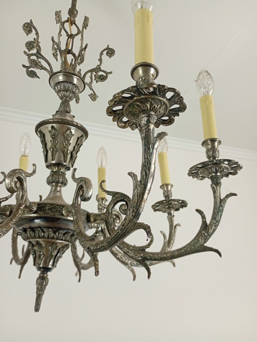 Chandelier  Silverplated Metal 9  Lights Arm Ceiling Fixture Neo Gothic Style photo for sale