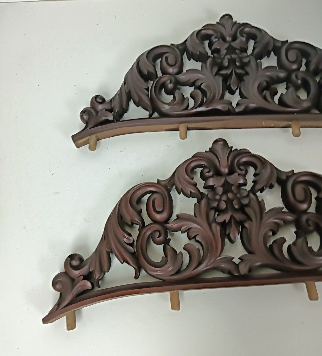 Pair Hand Carved Ornate Antique Pediments Over Door Wood  Reclaimed Architectura photo furniture