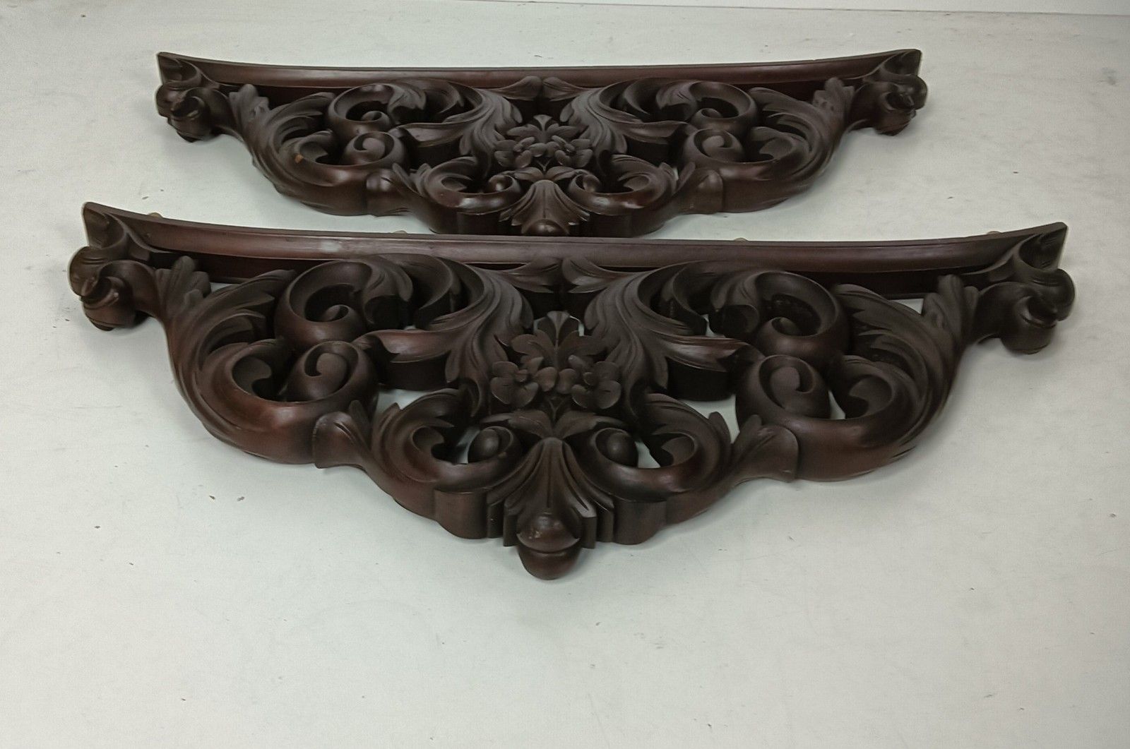 Pair Hand Carved Ornate Antique Pediments Over Door Wood  Reclaimed Architectura photo 447.0