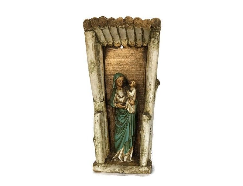 Lovely Chapel With Statue Virgin Mary With Infant Jesus Marked Vintage
