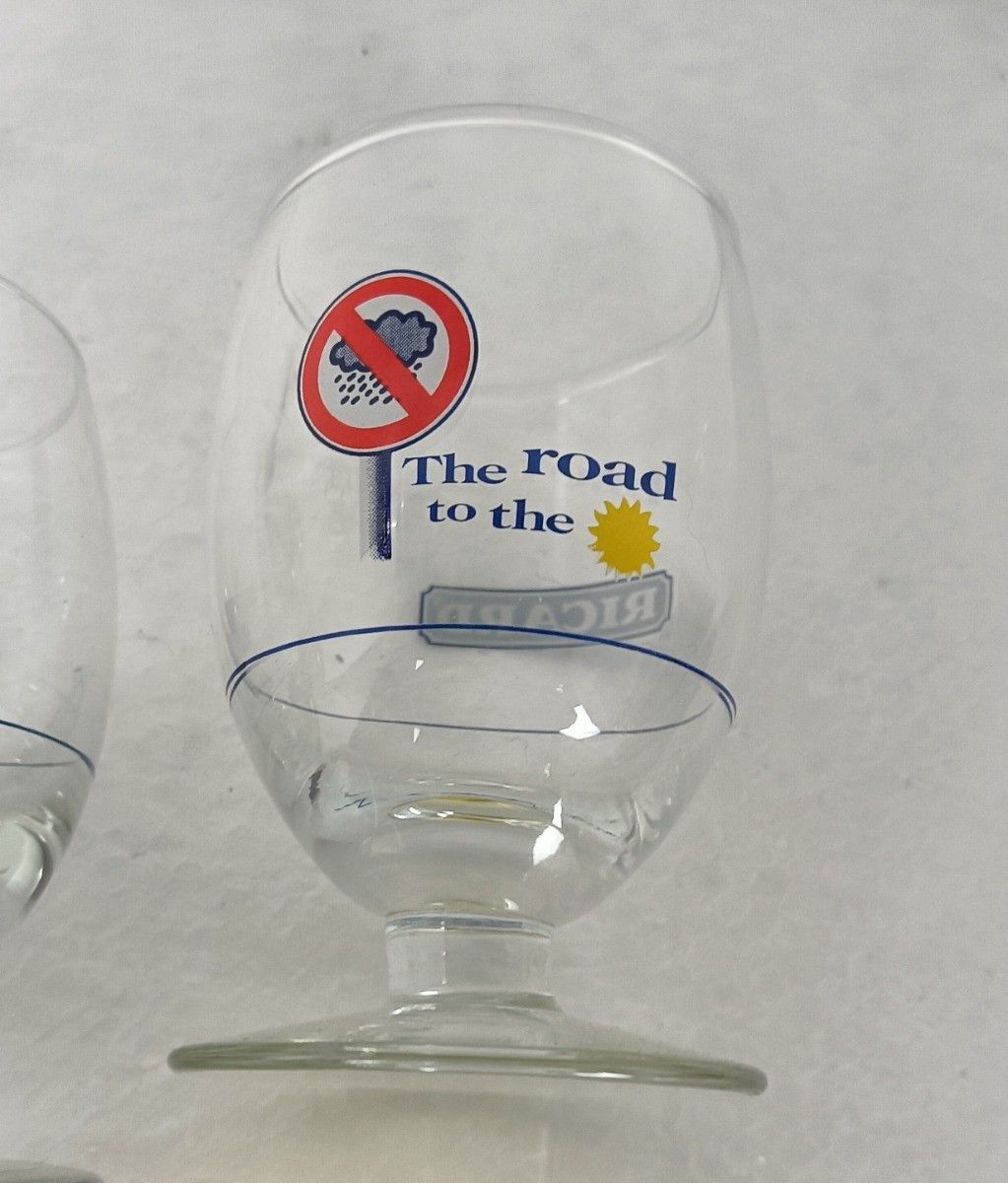 Set Of 2  Different French Ricard Glasses  + 1 Ashtray Pastis Apero Collector Ht photo vinterior