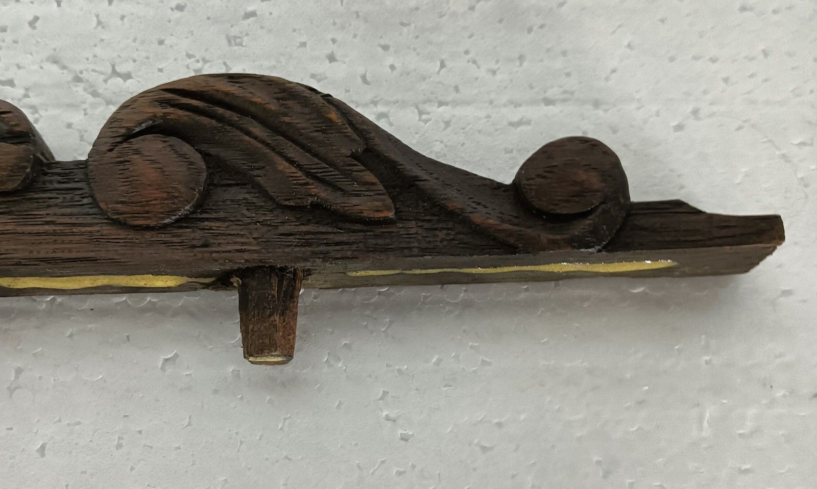 Small Antique Hand Carved Wooden Pediment Over Door Trim Reclaimed Architectural photo vinterior
