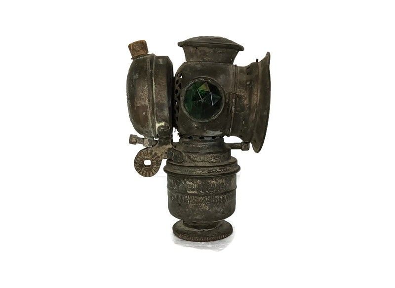 Lamp Faux Brass Bicycle Carbide Torch Light Acetylene Antique Collector Main D'o