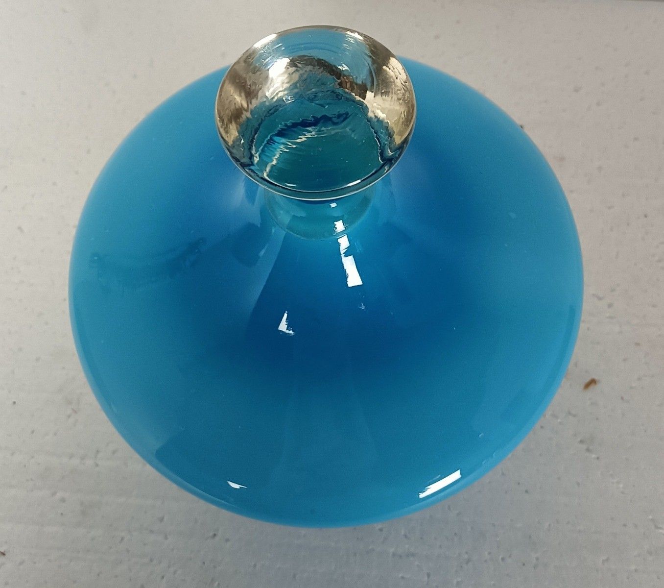 Vintage Goblet Apothecary Candy Jar Lidded Art Glass Baby Blue  Bonbonniere Ital photo for sale