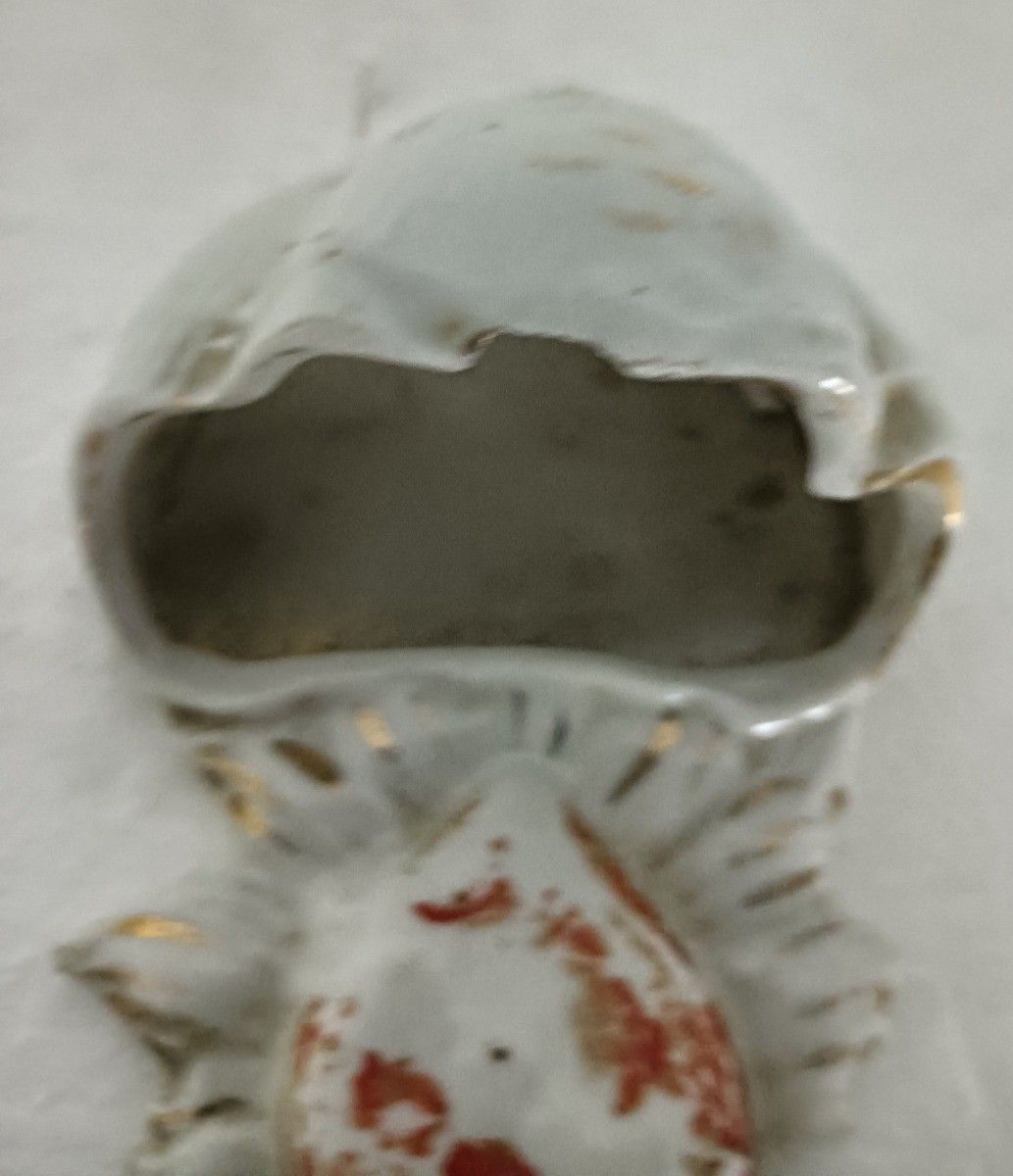 Antique Small Holy Water Font Vessel Bisque Porcelain Holy Heart Wall Hanging photo vinterior