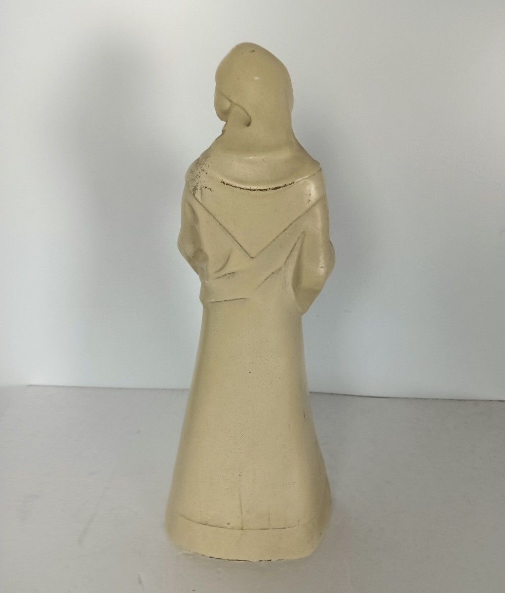 Art Deco Statue Virgin Mary Madonna With Infant Plaster Tenderness Bjb Collector photo buy