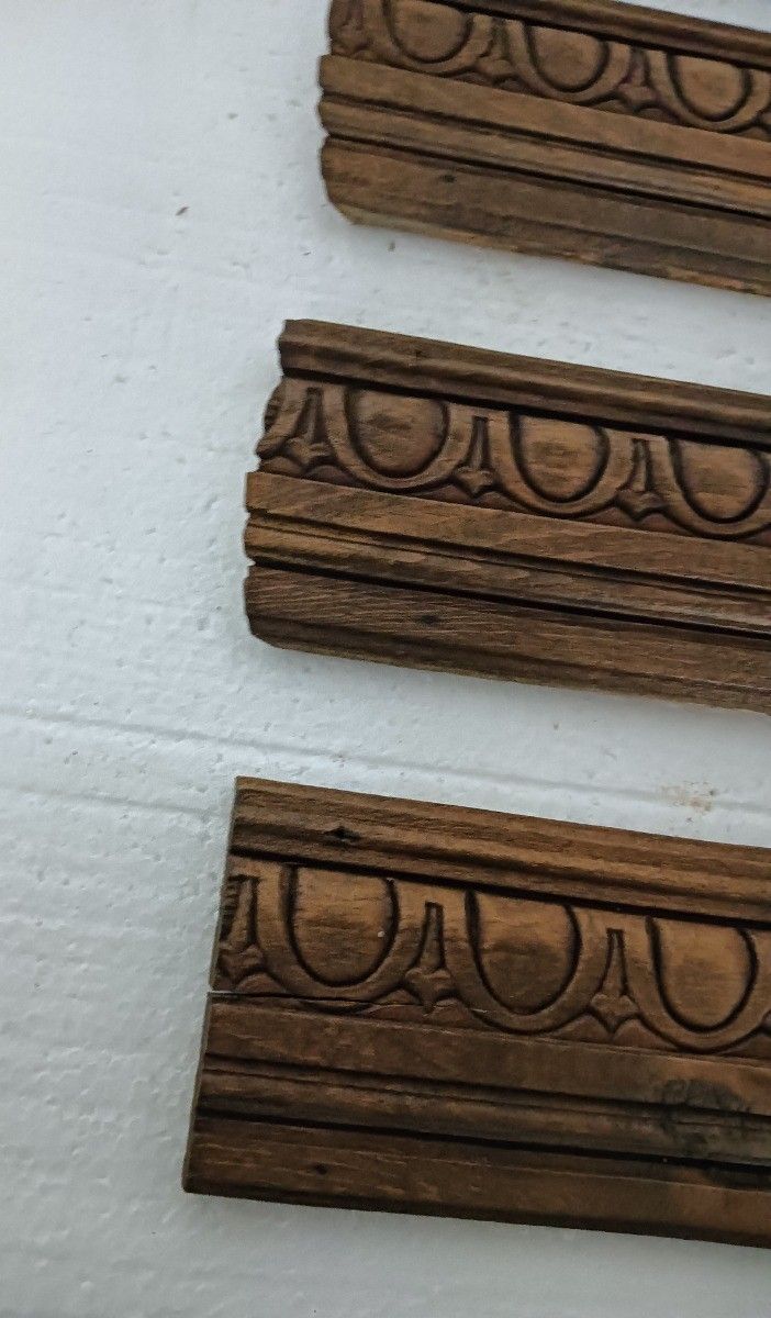 Set Of 4 Trims Corbels Pediments Boards Carved Wood Reclaimed Antique Salvaged A photo furniture