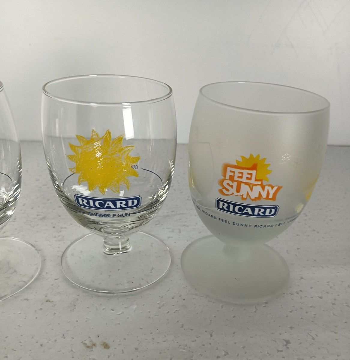 Collection Of 4 Different Vintage French Ricard Glasses Pastis Apero France Coll photo furniture