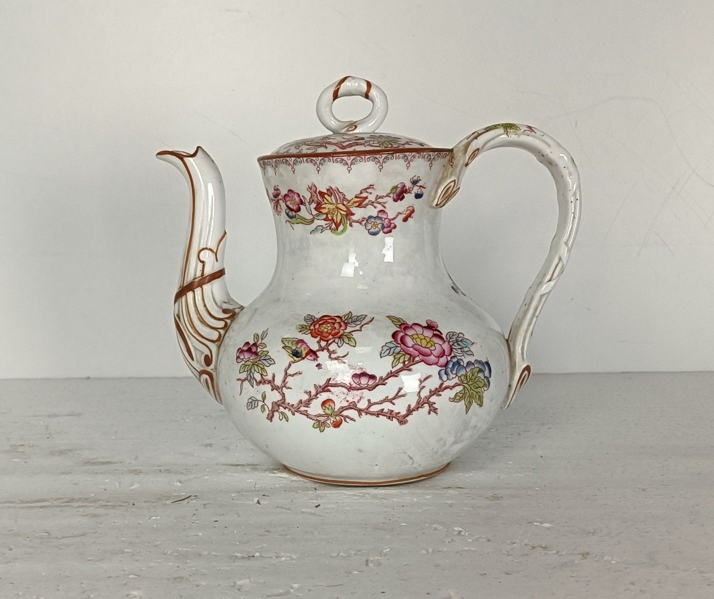 19th Century Sarreguemines Teapot Minton 252 Pattern  Marked France  Porcelain photo Home Decor