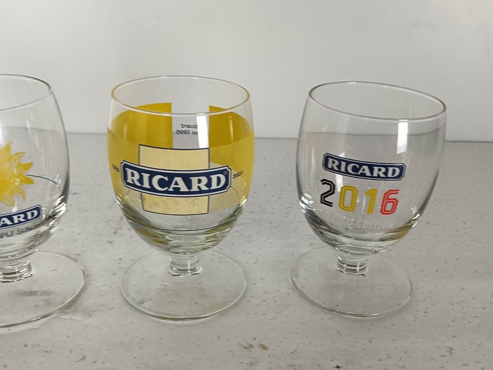 Set Of 4 Different Vintage French Ricard Glasses Pastis Apero France  Collector photo 59.0