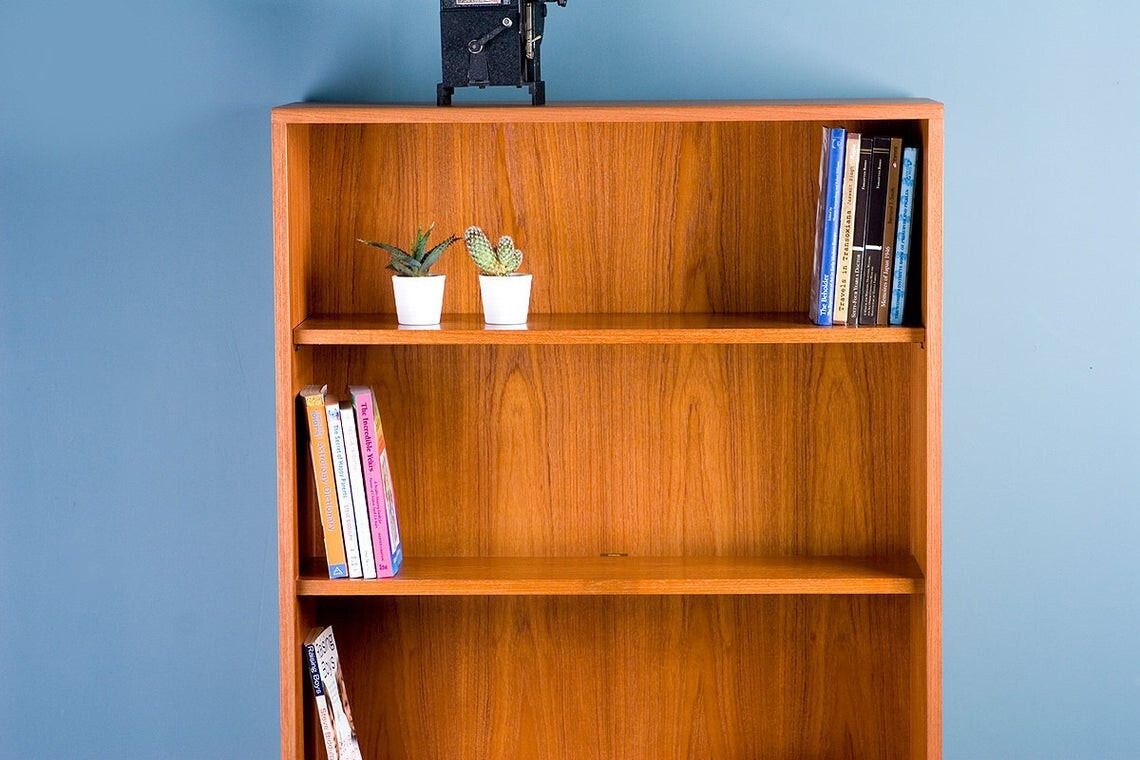 Vintage Mid Century Teak Book Case Display Drinks Cabinet On Hairpin Legs photo for sale