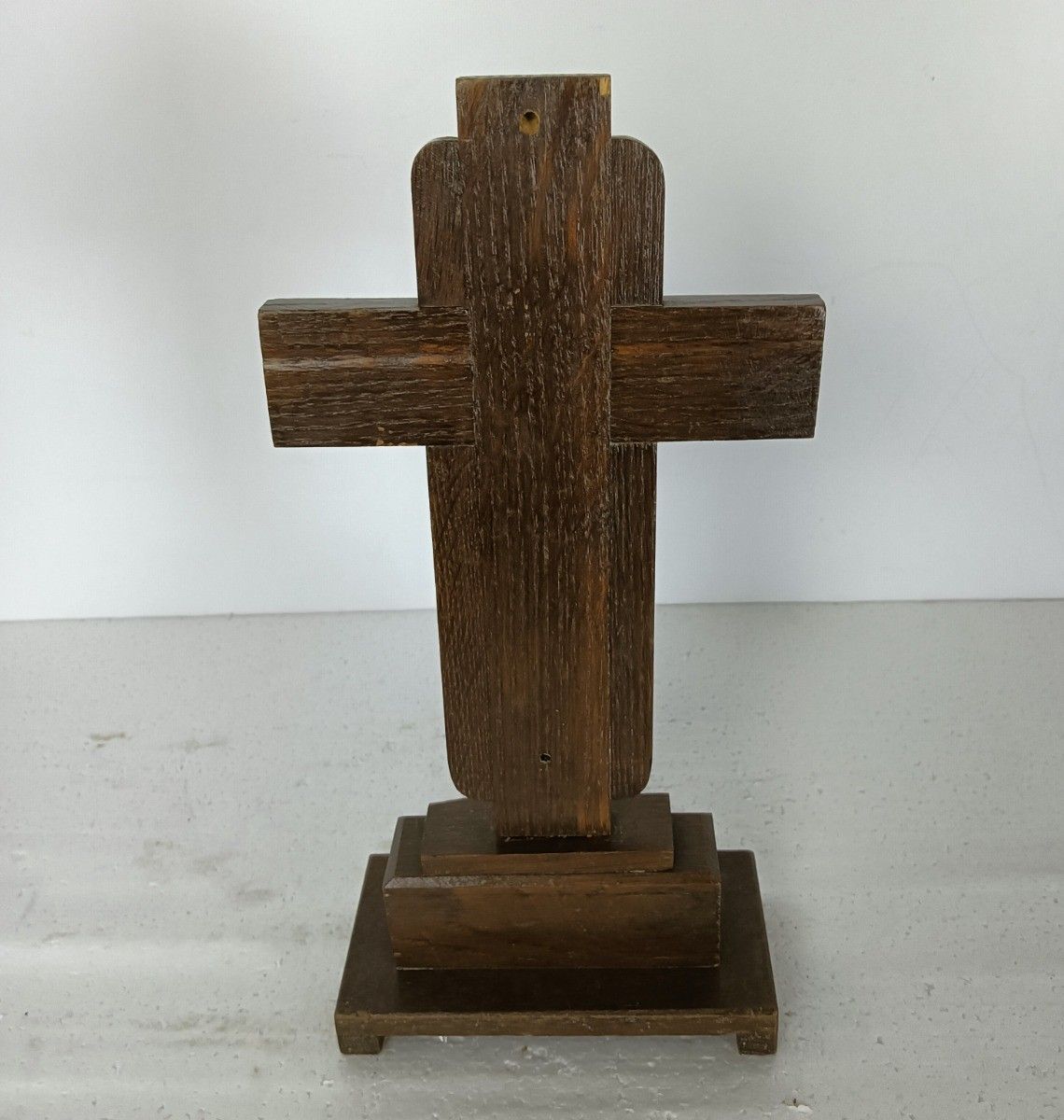 Art Deco Standing Table Crucifix Wood Spelter Corpus Christi Crucifixion Antique photo buy