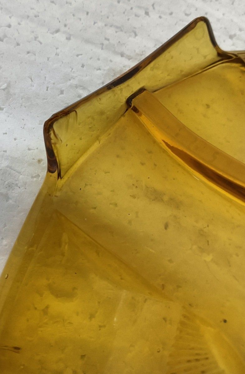 Antique Art Deco Brown Amber Art Glass Dish Serving Platter Cake Stand Stylish photo vinterior
