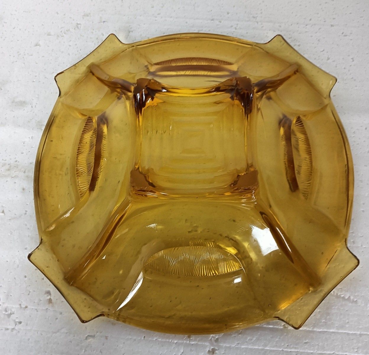 photo for sale Antique Art Deco Brown Amber Art Glass Dish Serving Platter Cake Stand Stylish