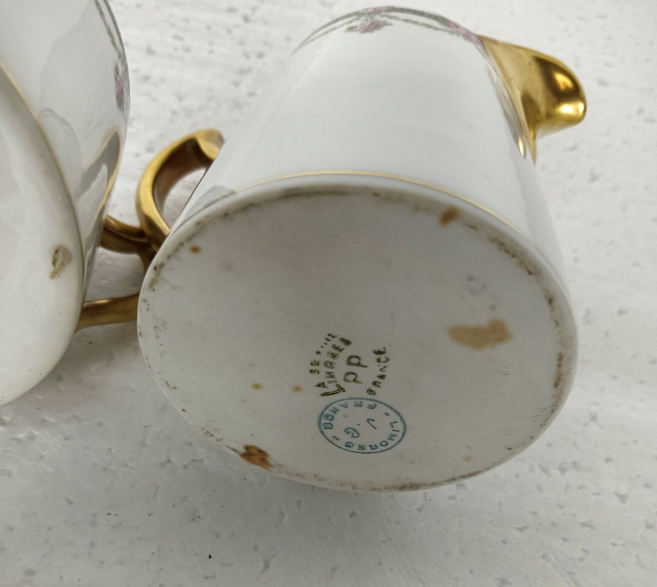 Art Deco Set Of 3 Limoges J.G. France Creamer Sugar Bowl Teaset Delicate Antique photo vinterior