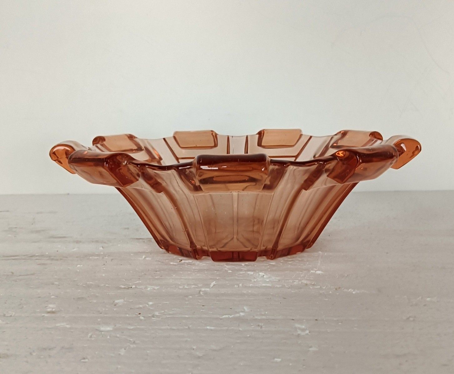 Art Deco Bowl Dish Centerpiece Basket Art Glass Pink Antique Decorative Czechia photo vinterior