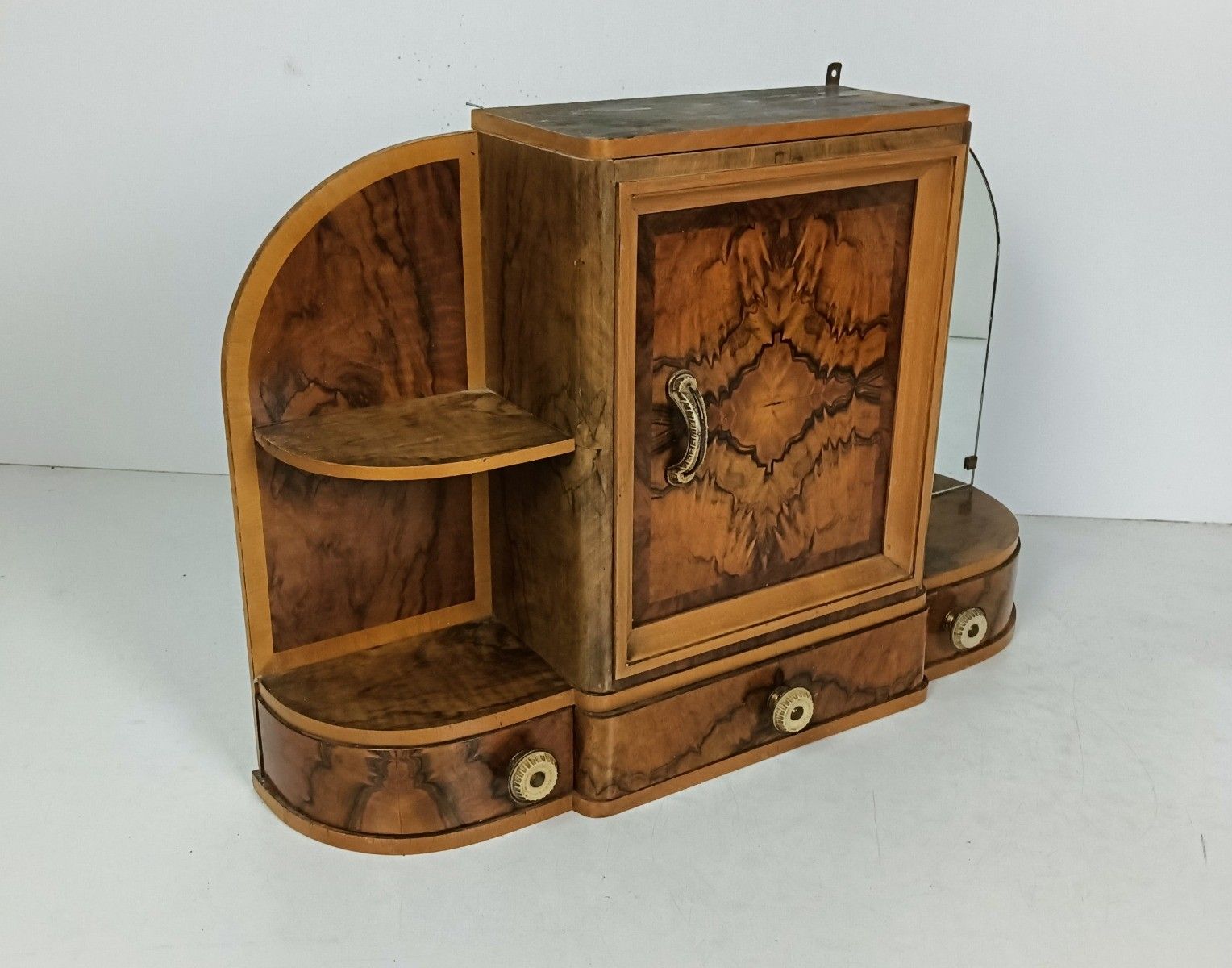 photo for sale Stunning Antique Art Deco Standing Cabinet Medicine Apothecary Root Wood Wow