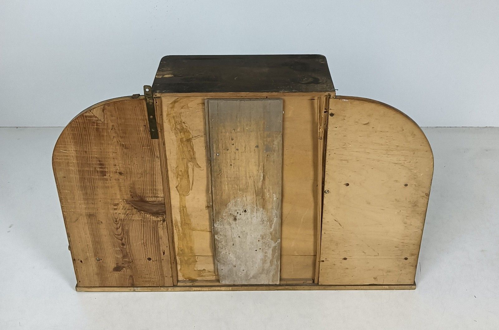 Furniture Stunning Antique Art Deco Standing Cabinet Medicine Apothecary Root Wood Wow photo