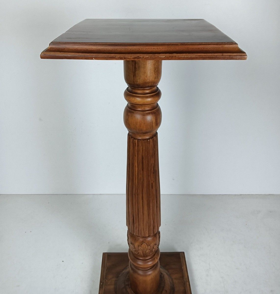 Wooden Pillar Pedestal Display Side Occasional Table Bonsai Plant Stand Ornate V photo Furniture