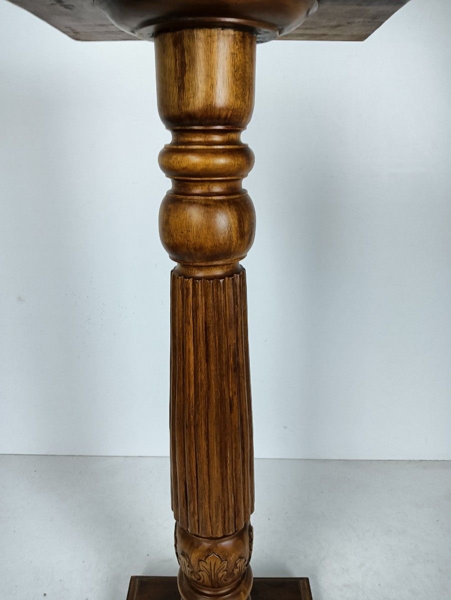 Wooden Pillar Pedestal Display Side Occasional Table Bonsai Plant Stand Ornate V photo 626.0
