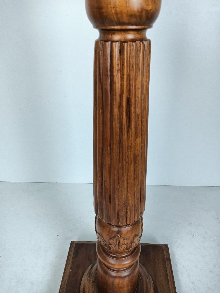 Furniture Wooden Pillar Pedestal Display Side Occasional Table Bonsai Plant Stand Ornate V photo
