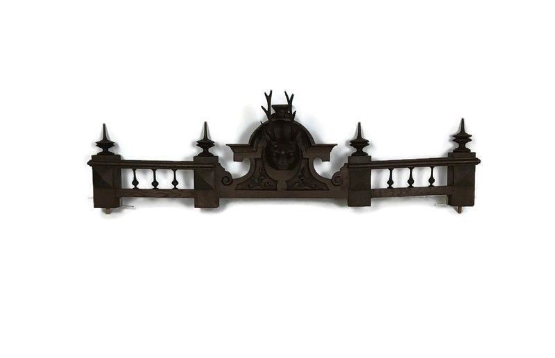 Antique Hand Carved Wooden Pediment Over Door Deer Black Forest Reclaimed Archit