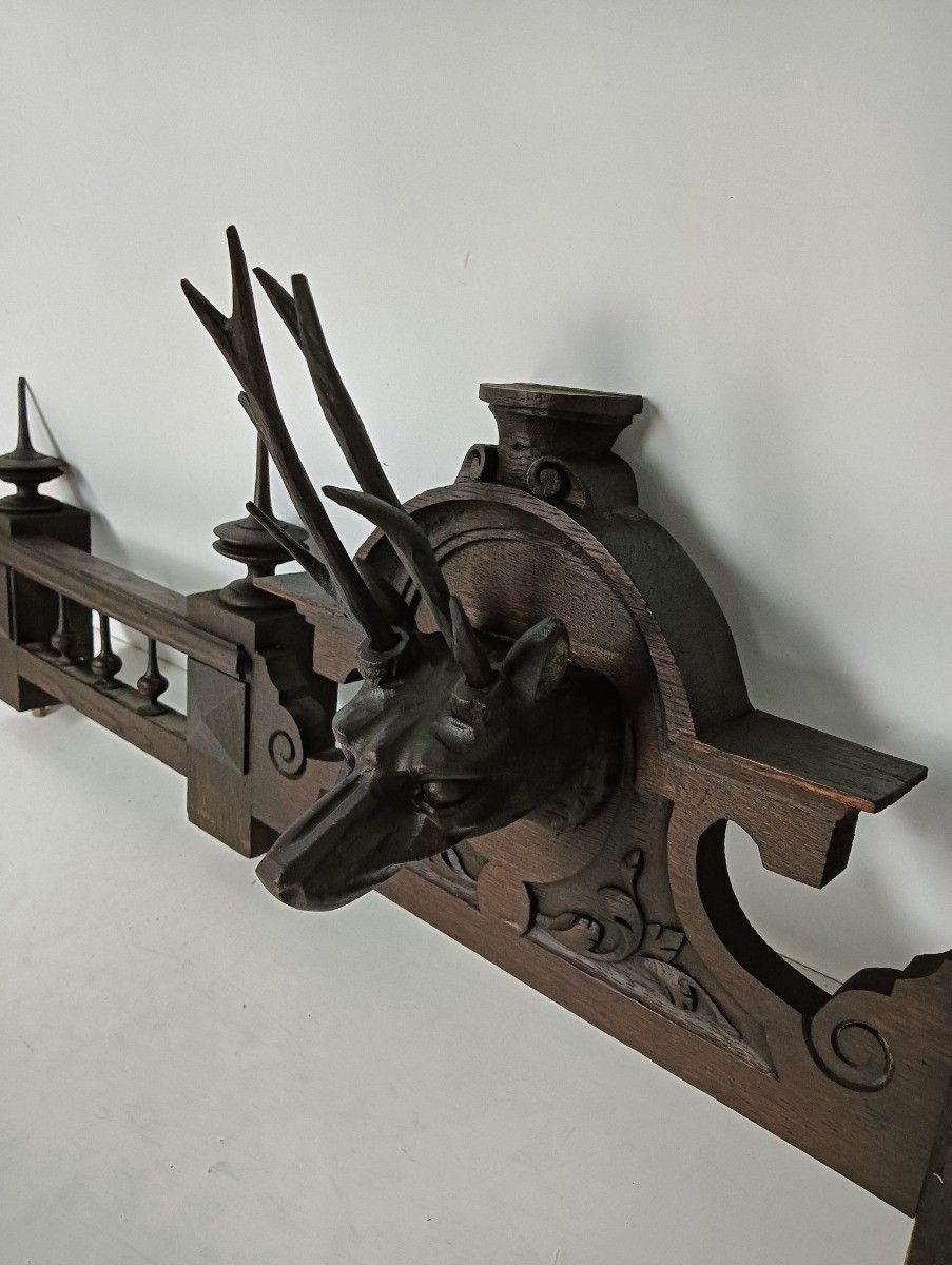 Antique Hand Carved Wooden Pediment Over Door Deer Black Forest Reclaimed Archit photo for sale