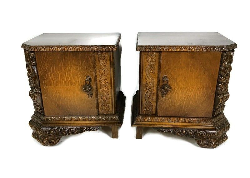Antique Art Deco Nightstands End Tables Dressers 20s 30s Vanity Cabinets  Wood P