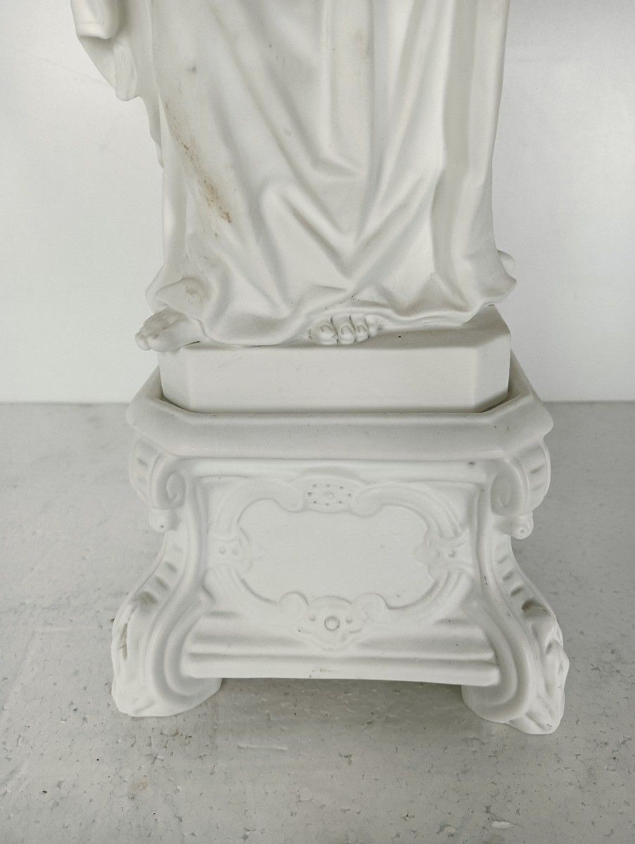 photo furniture Large Antique French Bisque Porcelain Statue Madonna Virgin Mary Infant Jesus