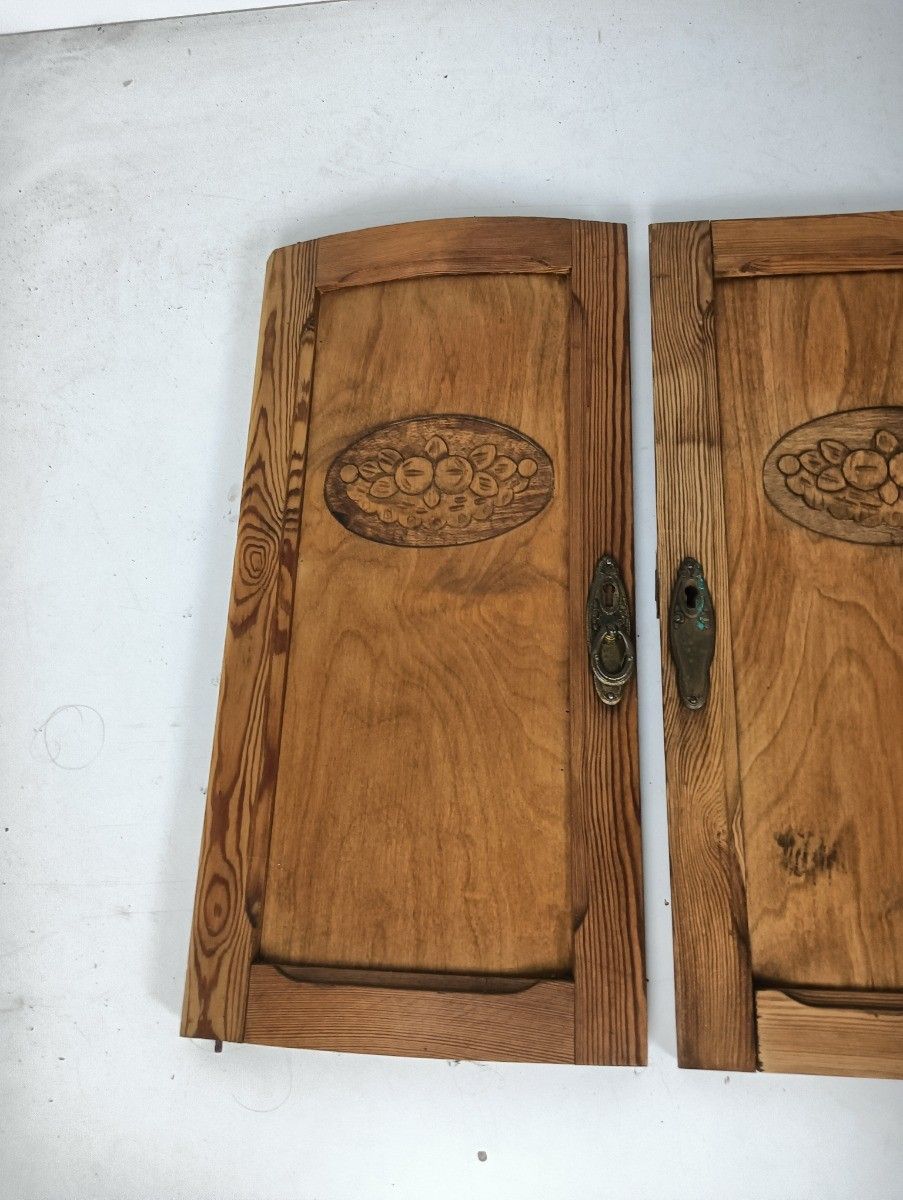 Small Cabinet Doors Panels Couple Antique Bentwood Pine Wood Reclaimed Cabinet A photo furniture