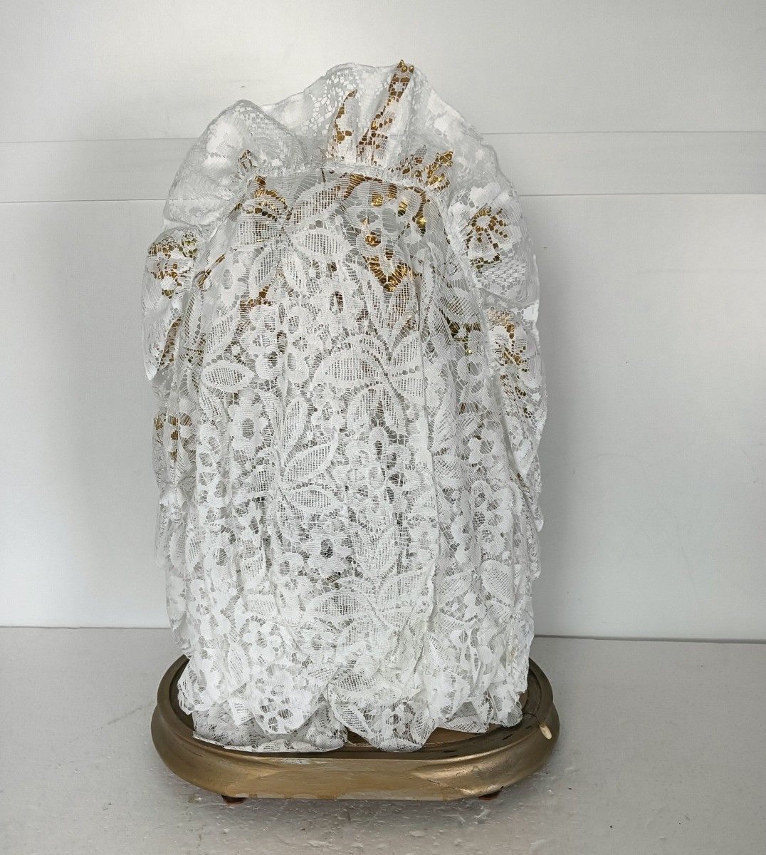 photo buy Oval Antique 1800s Victorian French Bridal Wedding Dome Gold Ormulu Gilt Leafs F