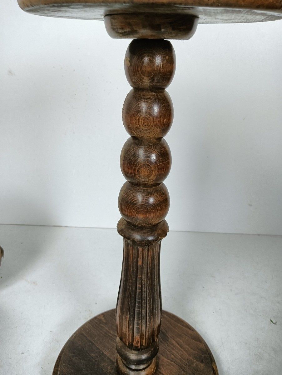 Pair Pedestals Plant Stands Carved Wood Vintage Side Tables Bonsai Flowers photo for sale