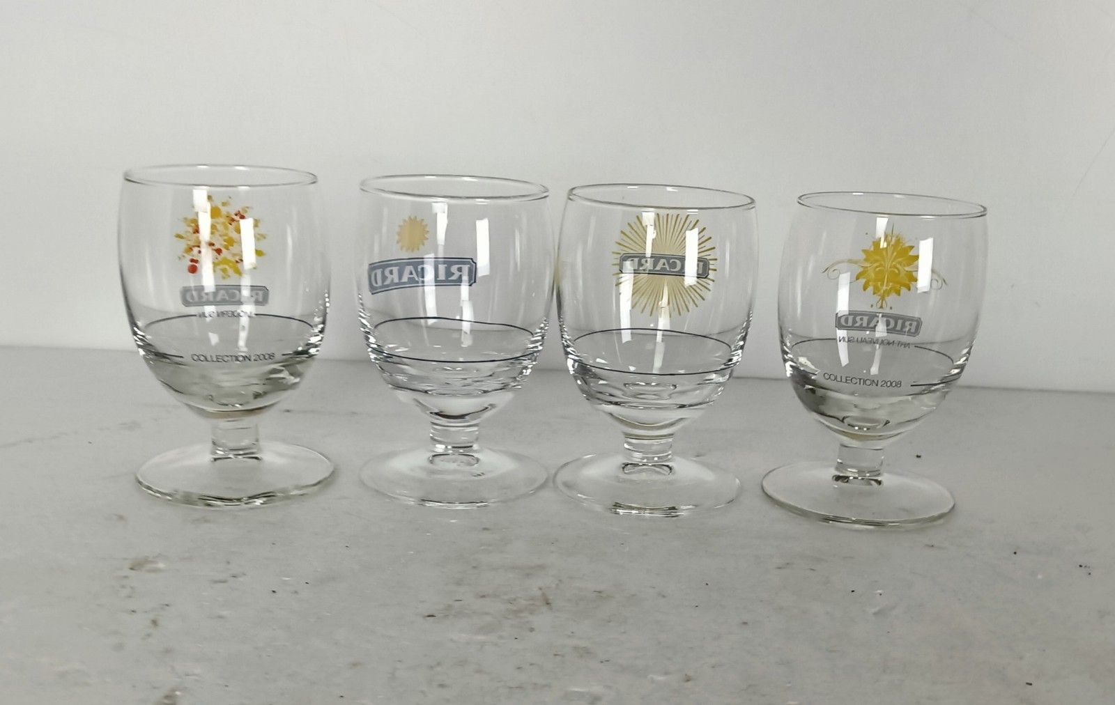 Different Vintage French Ricard Glasses Pastis Apero  Collector Set Of 4 France photo furniture
