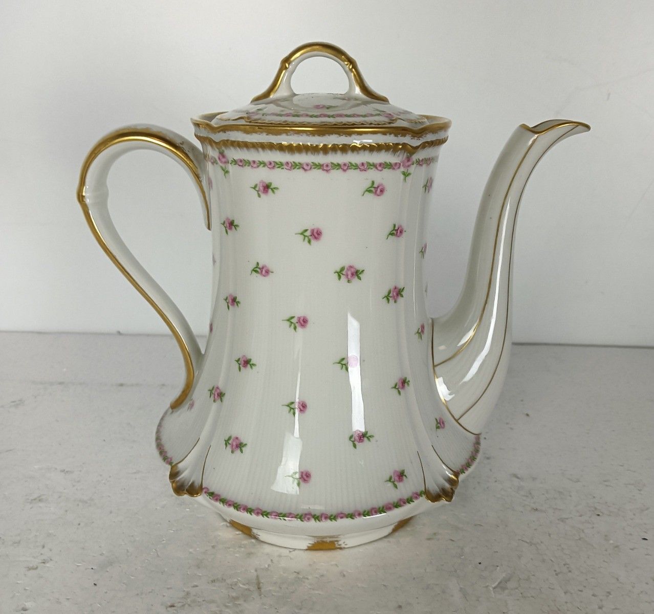 Tea Coffee Pot  Breakfast Plates Antique Dekor Gilda Limoges  Rose Buds  Frognet photo for sale