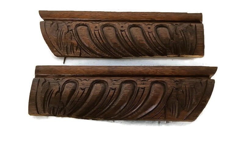 Pair  Trims Corbels Pediments Boards Carved Wood Reclaimed Antique Salvaged Arch